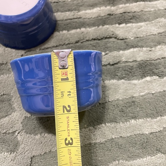 8 Le Creuset Ceramic Stoneware Ramekins Custard Baking Cups Dishes Blue 7 oz - Picture 4 of 11